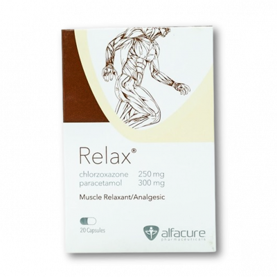 RELAX MUSCLE RELAXANT & ANALGESIC ( CHLORZOXAZONE 250 MG + PARACETAMOL 300 MG ) 30 CAPSULES